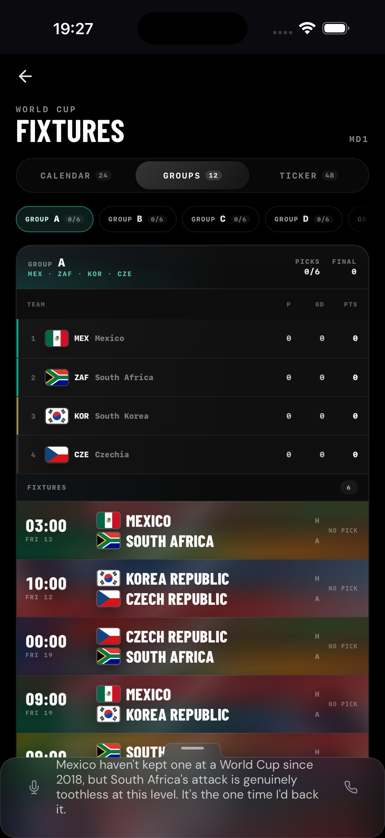 Fantopy fixture calendar screen